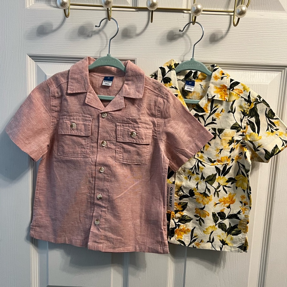 Old Navy Toddler Boys Buttoned Linen Shirt Bundle - 3T